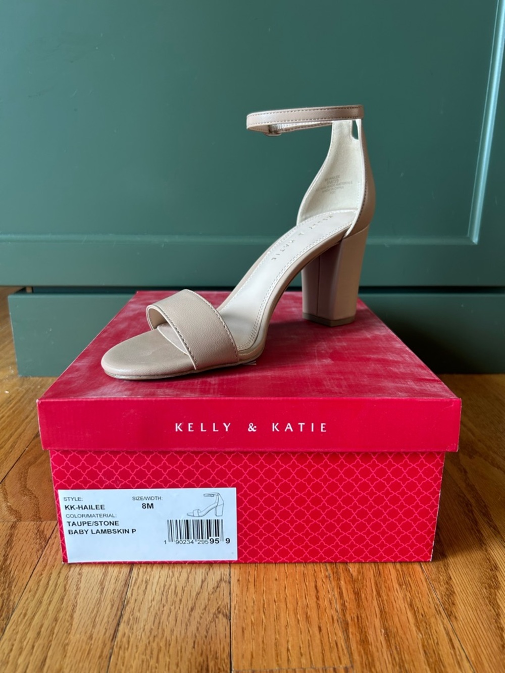 Kelly & Katie Black Suede Block Heel Sandal with Ankle Strap